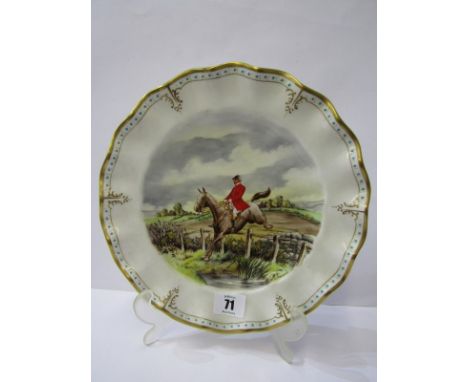 ROYAL CROWN DERBY, gilt edged hunting plate signed M Townsend, 10" diameter, number one from the series 