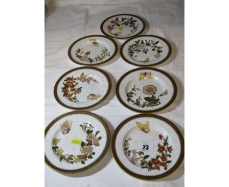 ROYAL WORCESTER set of 6 gilded butterfly design tea plates 