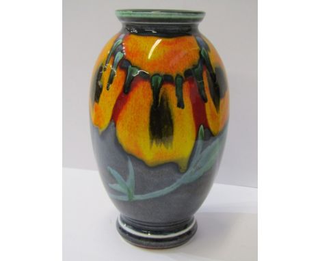 POOLE, "Delphis" blue ground oviform 7" vase 