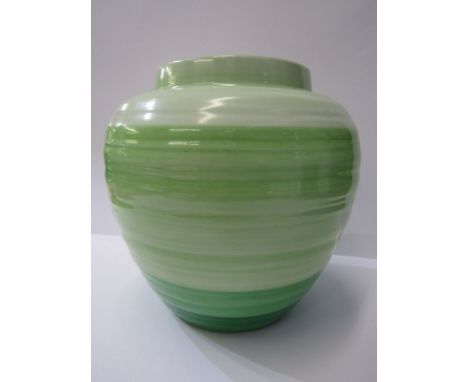 ART DECO, Shelley green banded ginger jar vase 