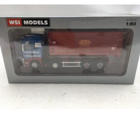 WSI Models, 1:50 scale, Central demolition ltd , Scania streamline high line hooklift skip container truck, boxed , limited e