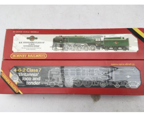 Hornby railways, OO scale, locomotives, including BR standard class 9F 2-10-0 Evening Star And 4-6-2 class 7 Britannia Locomo