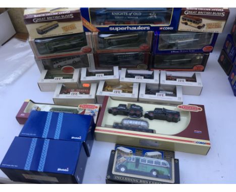 A collection of boxed Diecast vehicles including EFE, EFE OO scale, Corgi trackside , Weetabix Ford cargo box vans etc