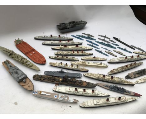 A collection of loose diecast boats , including Triangle Minic, Dinky etc