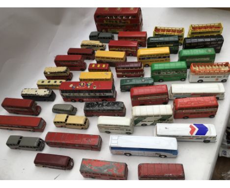 A collection of loose Diecast Buses, including Dinky, Corgi, Matchbox, Budgie etc