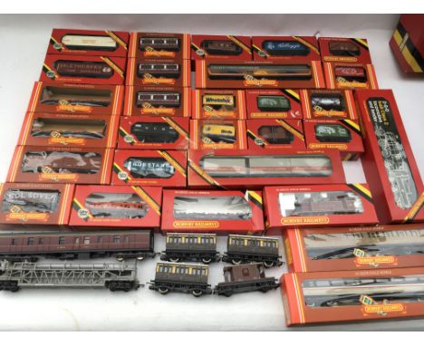 Hornby railways, OO scale, boxed 2-6-0 Ivatt class 2 locomotive and tender, LMS 0-6-0T Jinty Locomotive, carriages and rollin