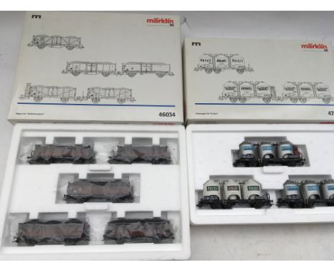 Marklin Railway, Ho scale, #46034 Coal transport car set, #47896 Henkel freight car set, boxed