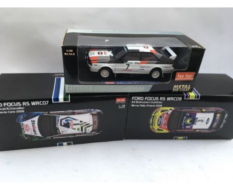 Sun Star, boxed 1:18 scale , Rally cars including, Ford Focus RS, World Rally championship 2007 and 09, also an Audi Quattro 