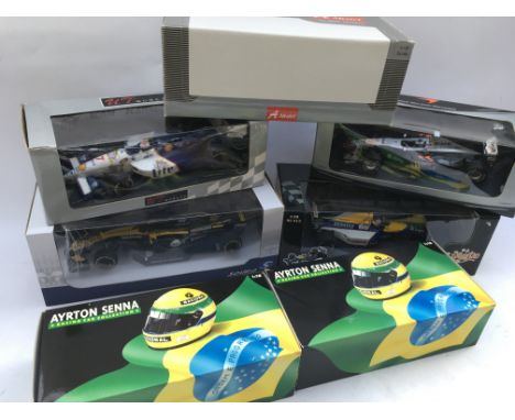 A collection of boxed, 1:18 scale Diecast Formula 1 racing including Solido, Minichamps, A Models, Quartzo etc