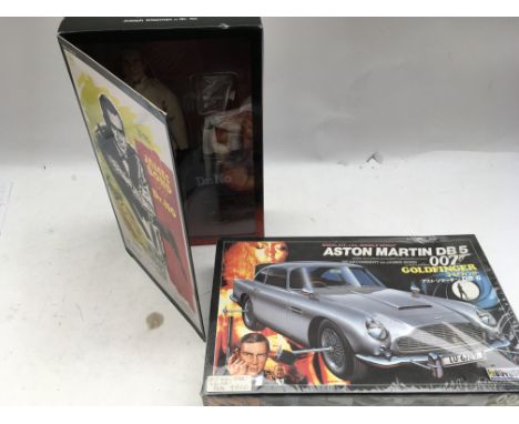 James Bond 007 , boxed Dr No 12" figure and an Aston Martin DB5, Goldfinger, 1:24 scale model kit, Doyusha