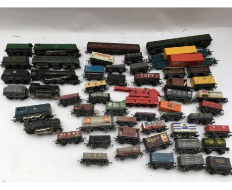 A box containing OO scale, railway locomotives including Princess Victoria, Hurricane, Diesel locos etc also included is a co