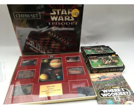 Star Wars, including a sealed Chess set, 2 boxed vintage speeder bikes, only one completeand a episode 1 limited edition pict