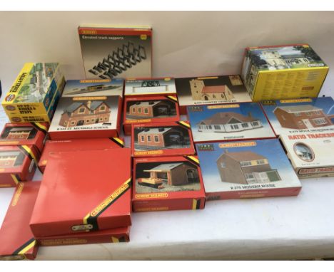 Hornby railways and Airfix, OO scale, trackside buildings , bridge, etc , Boxed