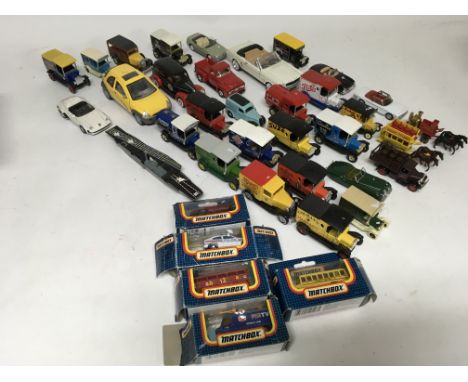 A collection of playworn loose diecast vehicles including Matchbox, Lledo, Corgi etc