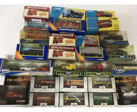 A collection of boxed Diecast vehicles including Corgi, EFF. Buses, Lorries and Tankers etc