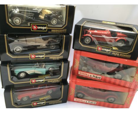 Burago, Tonka / Polistil, Boxed 1:18 scale Diecast vehicles including Mercedes, Chevrolet, Alfa Romeo etc