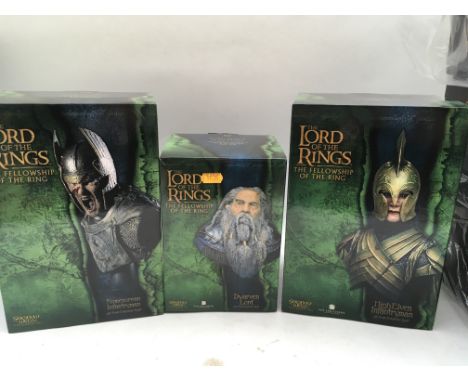 Lord of the Rings, The fellowship of the ring, Sideshow 1:4 scale, busts of Dwarven Lord, High Elven infantryman and a Numeno