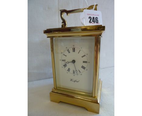 Heavy brass chiming carriage clock - Woodford (7")