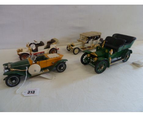 Franklin Mint 1:24 scale model cars - Rolls Royce 10HP, 1911 Rolls-Royce Tourer, 1904 Mercedes Simplex, 1914 Rolls-Royce Silv