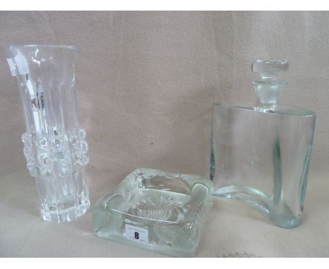 Royal Krona glass vase, shaped decanter etc (3) 