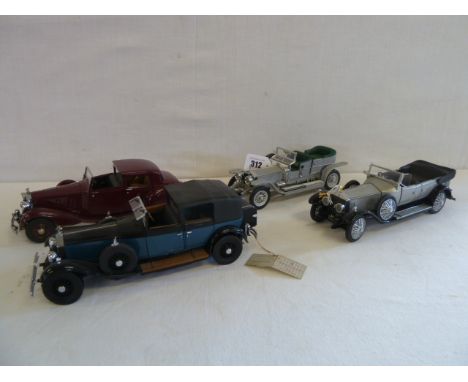 Franklin Mint 1:24 scale model cars -1929 Rolls-Royce Phantom 1, 1907 Rolls-Royce Silver Ghost, 1938 Rolls-Royce Phantom 3, 1