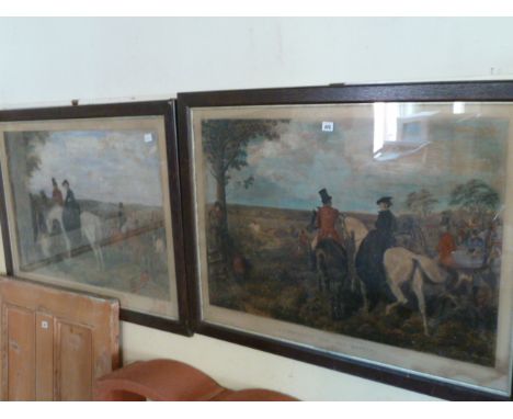 Set of 4 19thC oak framed coloured prints - J G Herring's Snr. Fox Hunting'
