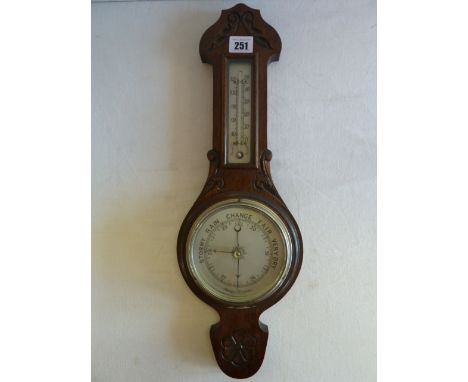 Oak cased banjo barometer 