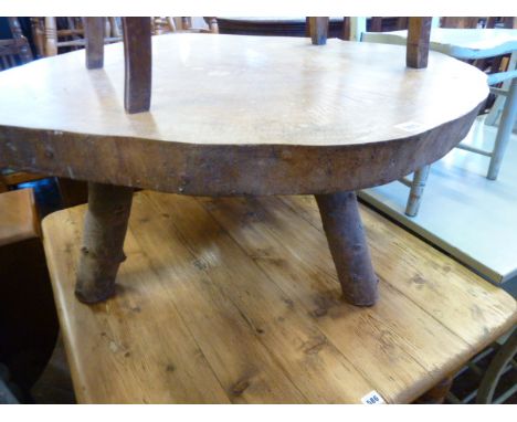 Rustic trunk log slice coffee table approximately 36" diameter 