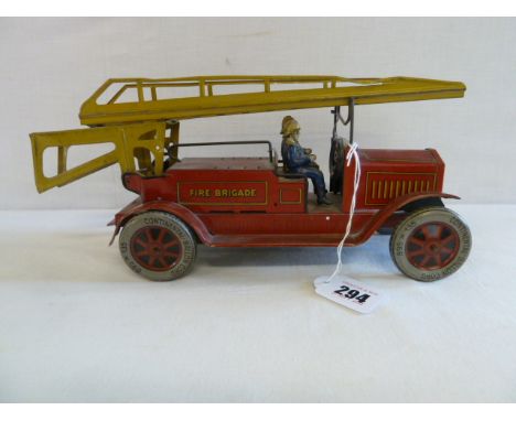 German tin plate clockwork fire engine -Johan Distler 