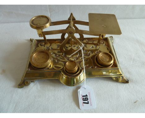 Art Nouveau brass postal scales and weights 