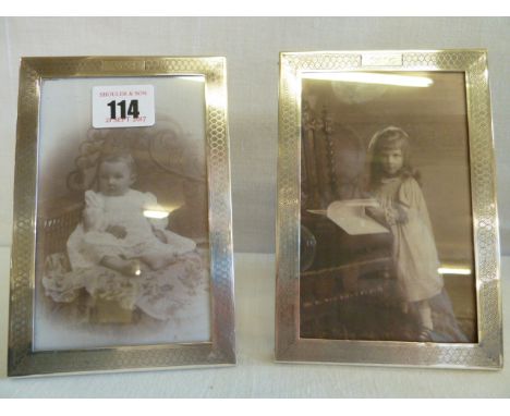 Pair engine turned silver photograph frames (Birmingham 1931)