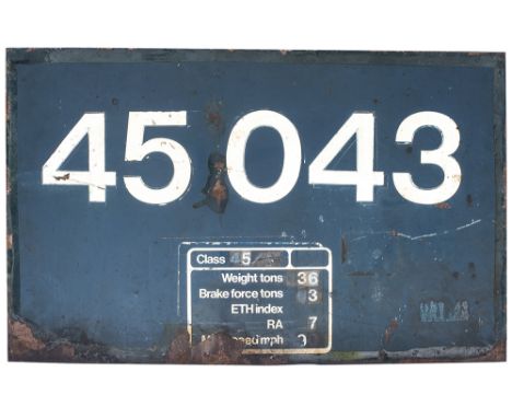 Diesel locomotive flamecut cabside panel 45043 ex British Railways Diesel originally numbered D58 and named The Kings Own Roy
