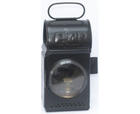 Great Eastern Railway Lorry Lamp stamped GER on the front and plated THETFORD 2. Complete with clear front lens, rear red bul