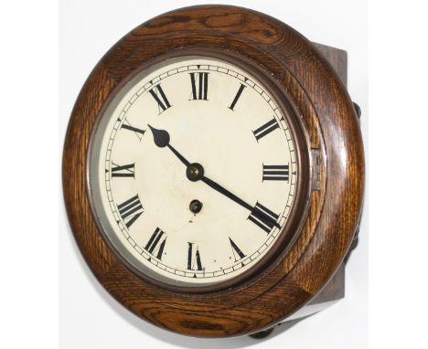 British Railways Southern Region 8 inch oak cased fusee railway clock with a rectangular plated wire driven English fusee mov