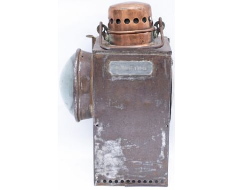 London &amp; South Western Railway signal lamp interior stamped in the side LSWR and steel plated LYDFORD. In excellent condi