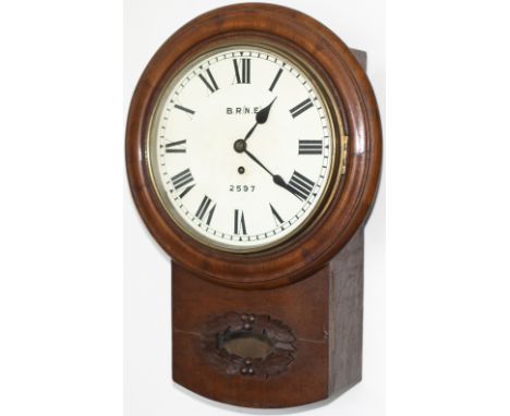 North Eastern Railway 10 inch oak cased dial clock manufactured for the NER by W.B. Headlam of Stockton On Tees circa 1870. T