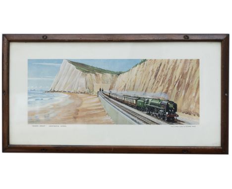 Carriage Print GOLDEN ARROW CONTINENTAL EXPRESS by Richard Ward. From the Southern region B series. Shows an image of BR Brit
