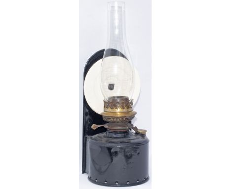 Great Eastern Railway waiting room paraffin oil lamp. Brass plated on the side TRIMLEY and stamped GER. Complete with glass f