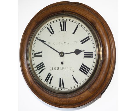 Midland Railway 12in fusee oak cased railway clock supplied by Mann of Gloucester circa 1870. The chain driven English fusee 