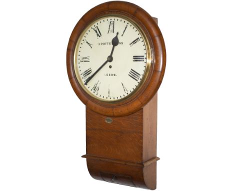 Midland Railway mahogany cased 14in drop dial trunk fusee clock by W. Potts of Leeds circa 1880. The English chain driven fus