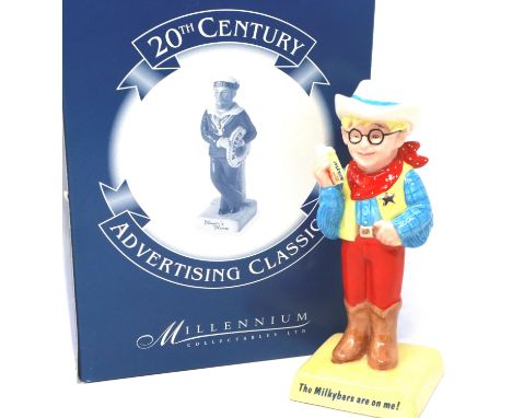 Boxed Royal Doulton limited edition figurine, The Milkybar Kid, H: 15 cm, with certificate 1269/2000, no cracks or chips. P&a