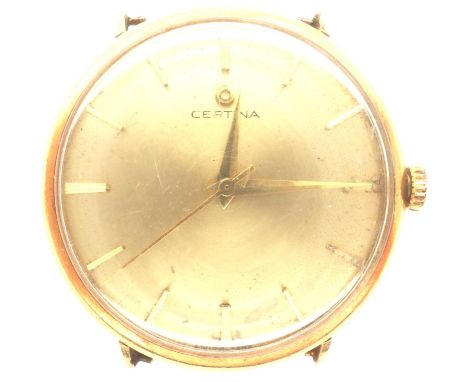 CERTINA: 18ct gold cased gents manual wind wristwatch head, total weight 22.3g. P&amp;P Group 1 (£14+VAT for the first lot an