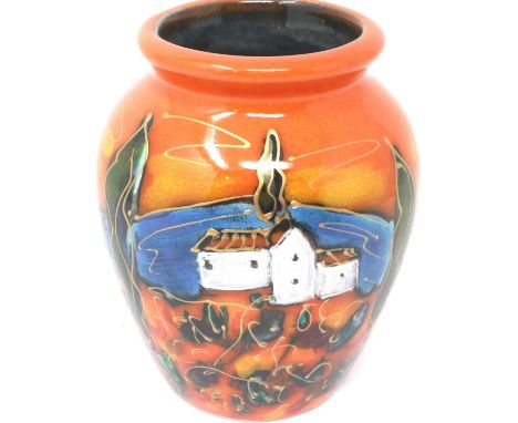 Anita Harris Tuscany vase, signed in gold, H: 14 cm, no cracks or chips. P&amp;P Group 1 (£14+VAT for the first lot and £1+VA