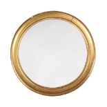 A GILTWOOD CONVEX WALL MIRROR