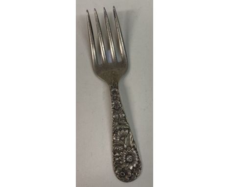 A fine American silver three prong fork. By Kirk &amp; Son. Approx. 21 grams. Est. £30 - £50.