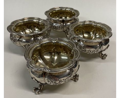 PAUL STORR: A fine set of four silver table salts. London 1837. Approx. 718 grams. Est. £3000 - £5000.