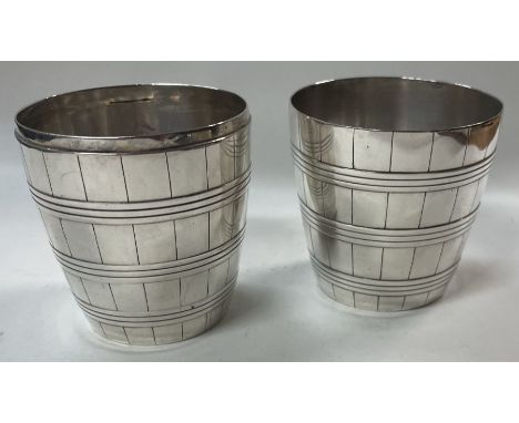 PETER, ANN &amp; WILLIAM BATEMAN: A very fine and rare George III silver double beaker with barrel design. London 1800. Appro