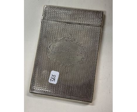 A Victorian engine turned silver card case. London 1868. By Robert Thornton. Approx. 70 grams. Est. £180 - £220.