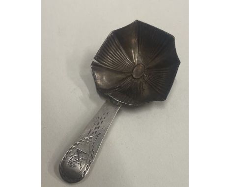 An 18th Century George III silver caddy spoon. 1796. AF. Approx. 9 grams. Est. £20 - £30. 