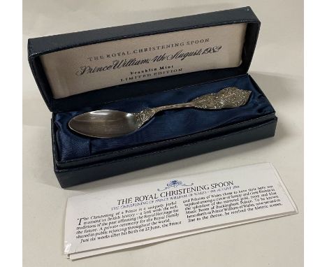 A Franklin Mint Limited Edition cased silver spoon to commemorate the christening of Prince William. London 4th August 1982. 